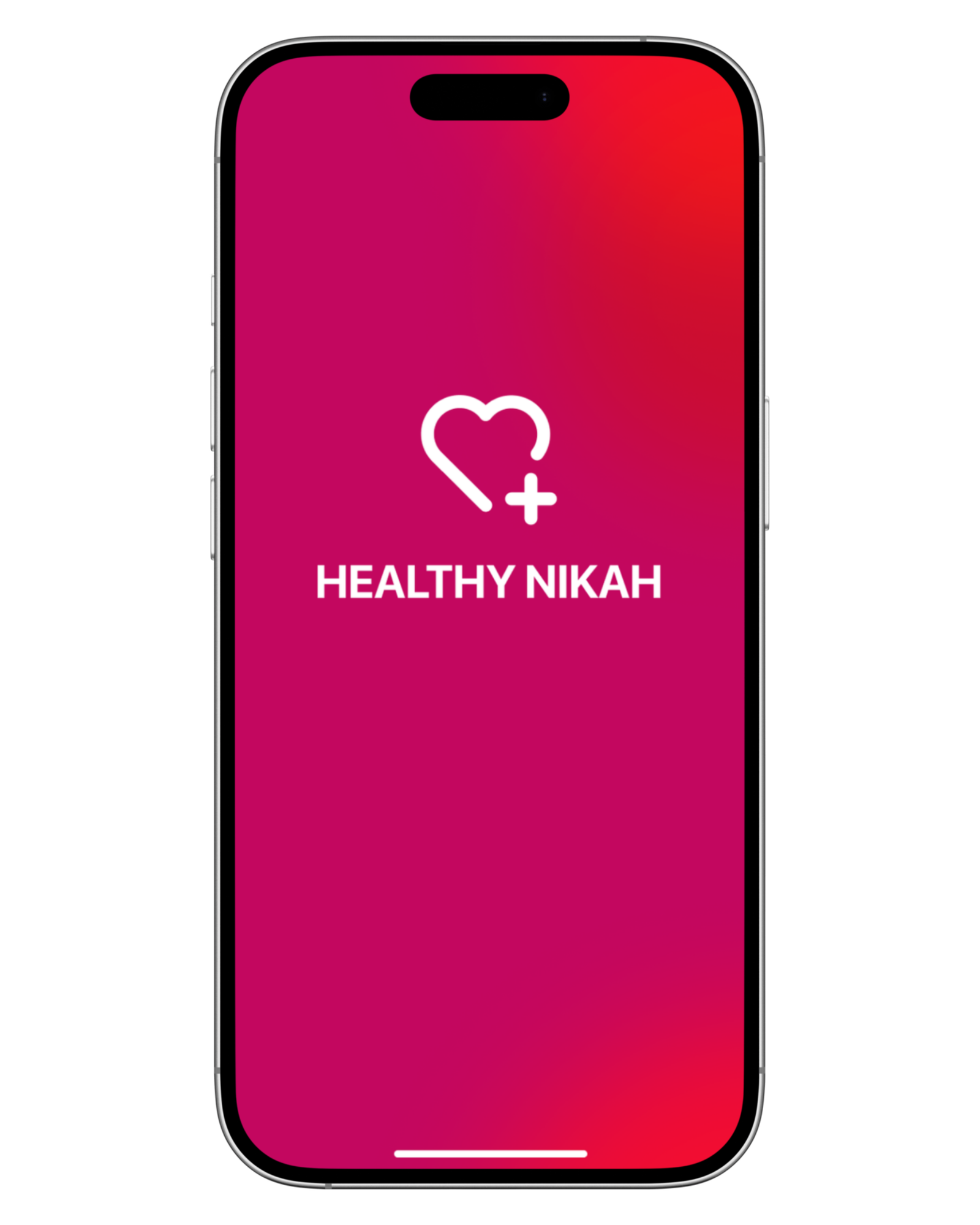 Healthy Nikah logo on pink gradient screen – Muslim marriage app branding for users searching beyond Muslim dating apps.